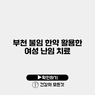 부천 불임 한약 활용한 여성 난임 치료