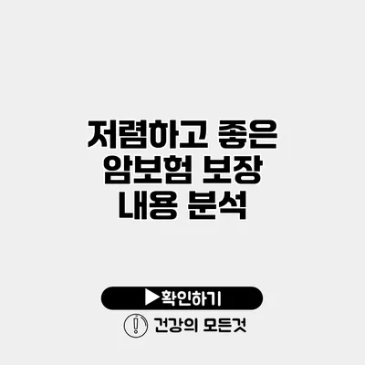 저렴하고 좋은 암보험 보장 내용 분석