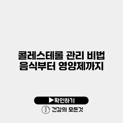 콜레스테롤 관리 비법 음식부터 영양제까지