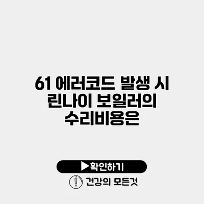 61 에러코드 발생 시 린나이 보일러의 수리비용은?