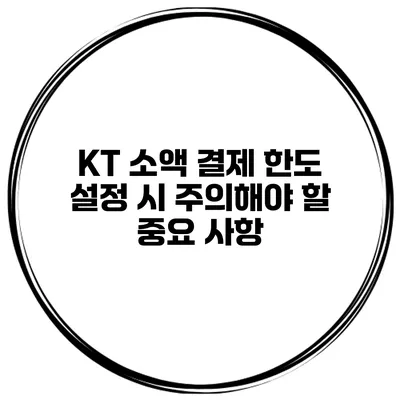KT 소액 결제 한도 설정 시 주의해야 할 중요 사항
