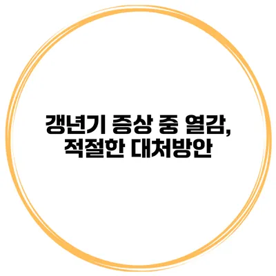 갱년기 증상 중 열감, 적절한 대처방안