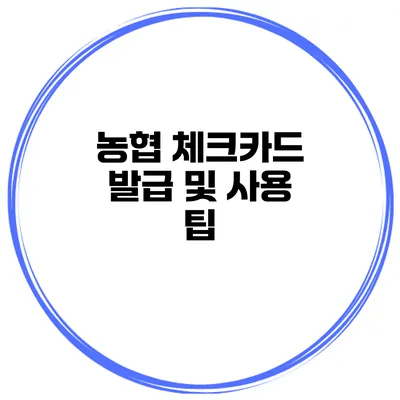 농협 체크카드 발급 및 사용 팁