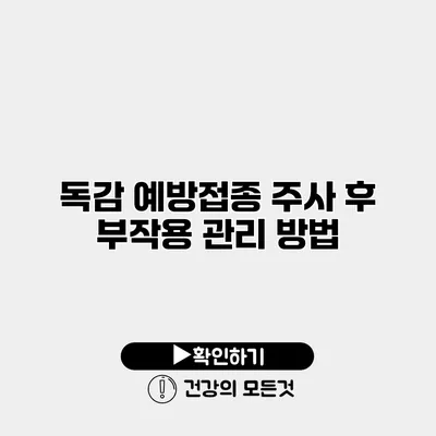 독감 예방접종 주사 후 부작용 관리 방법