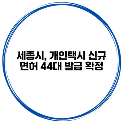 세종시, 개인택시 신규 면허 44대 발급 확정