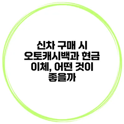신차 구매 시 오토캐시백과 현금 이체, 어떤 것이 좋을까?