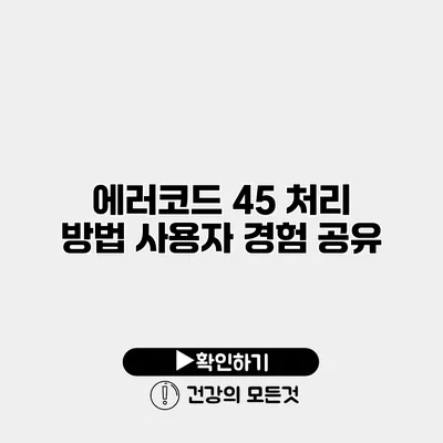 에러코드 45 처리 방법 사용자 경험 공유
