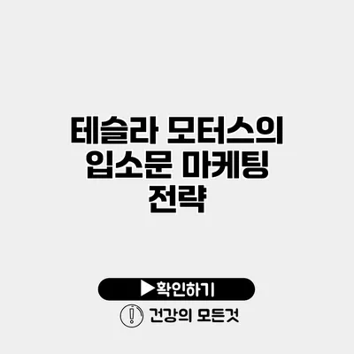 테슬라 모터스의 입소문 마케팅 전략