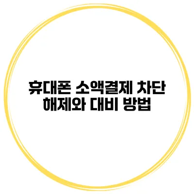 휴대폰 소액결제 차단 해제와 대비 방법
